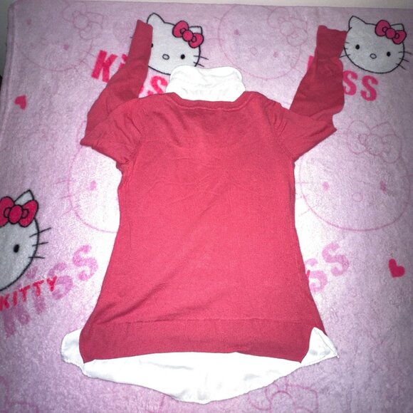 y2k office siren preppy layered sweater vest and collared top - Picture 4 of 4